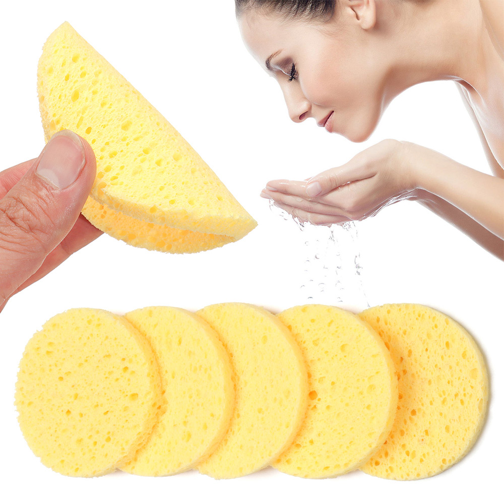 Eco Sponge - 10pcs 6-9cm Yellow Face Round Makeup