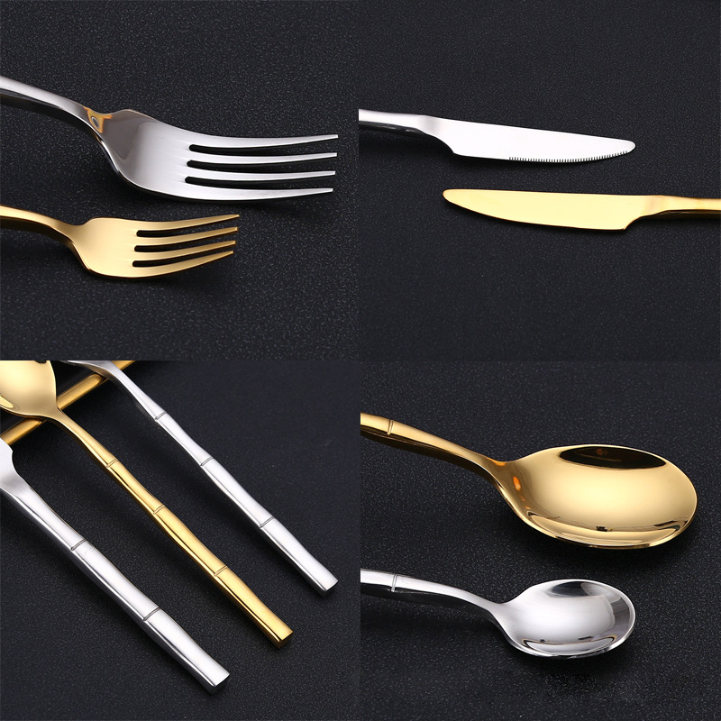 4/5Pcs Bamboo Design Stainless - Bamboo Cutlery ulasan dan harga