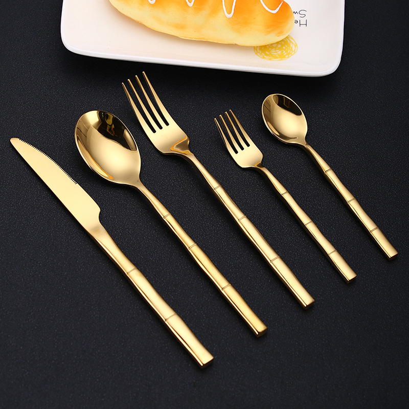 4/5Pcs Bamboo Design Stainless - Bamboo Cutlery ulasan dan harga