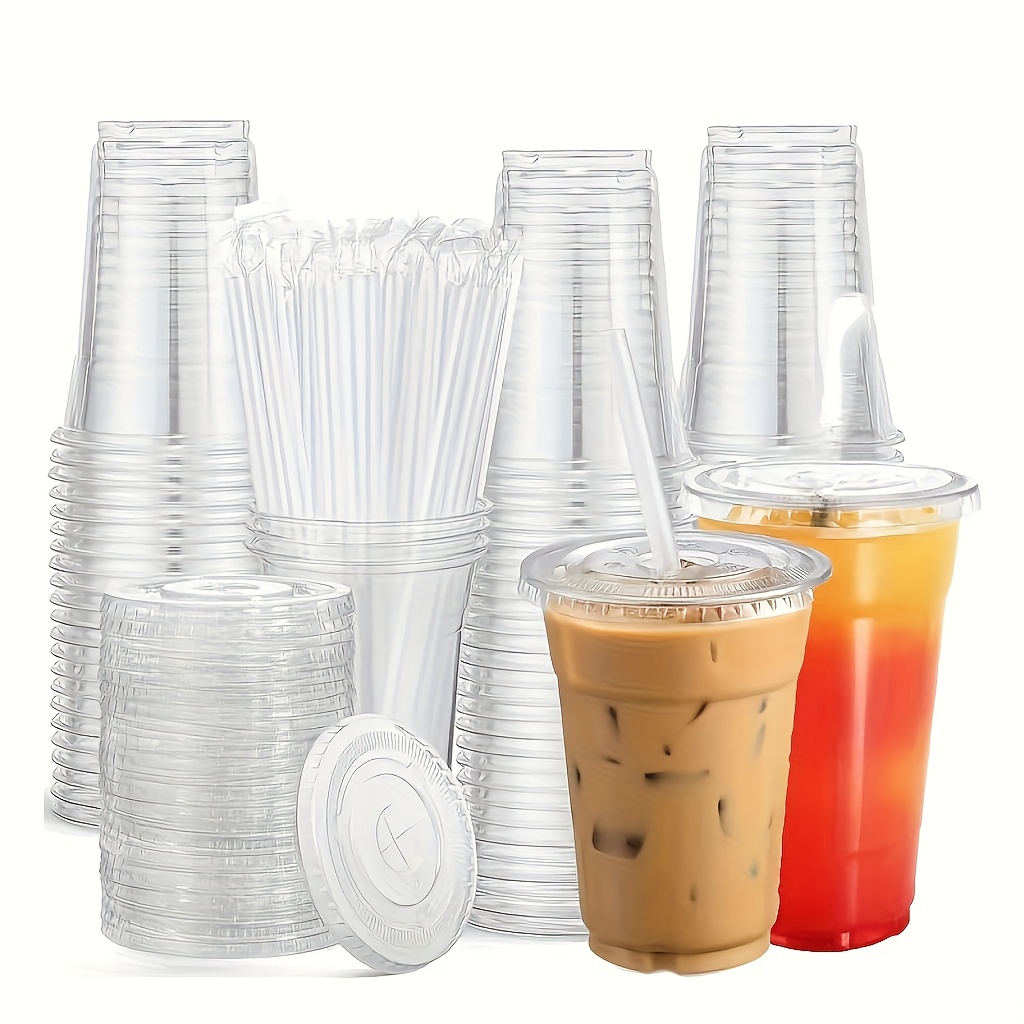 Transparent plastic cup with f - Reusable Straw ulasan dan harga