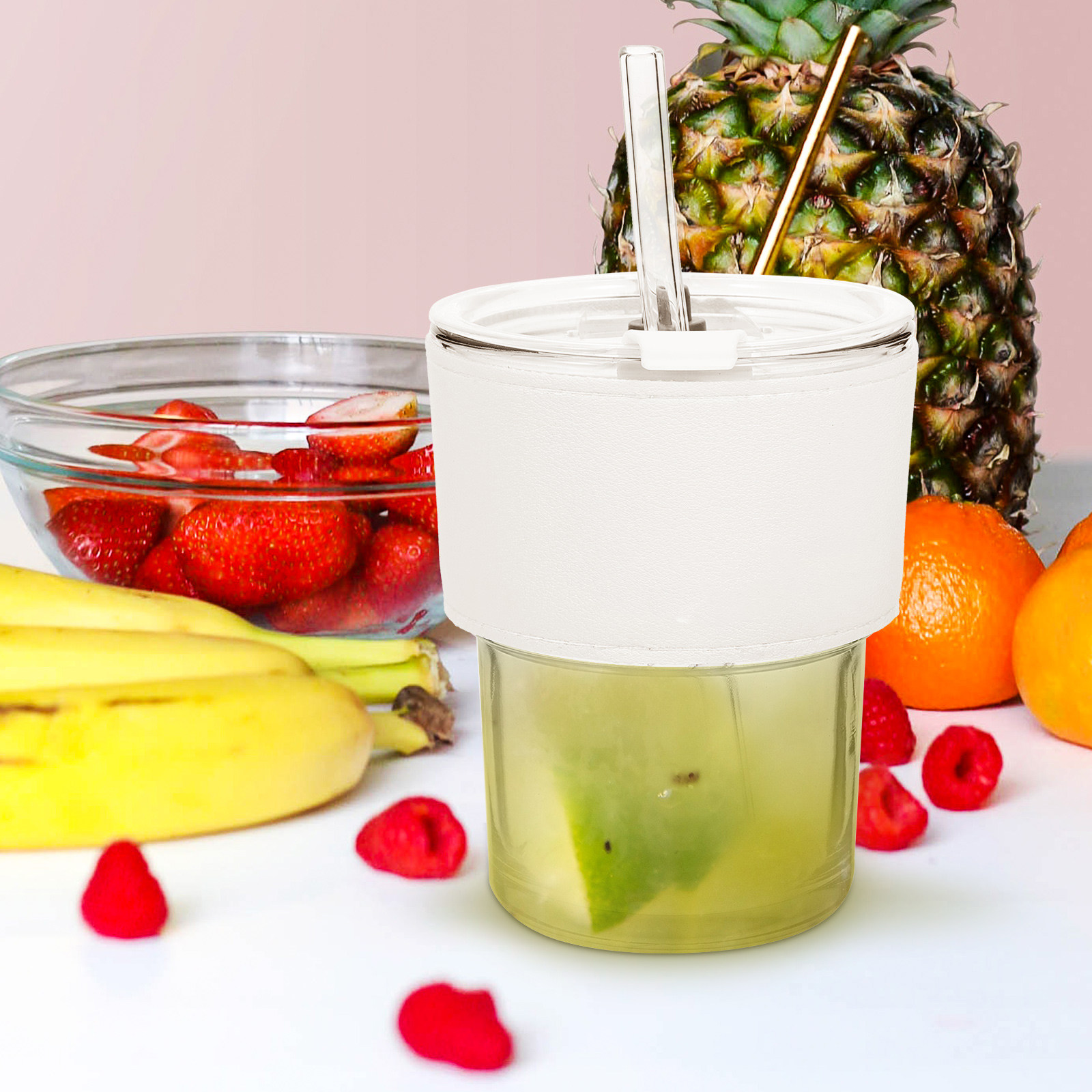 2Pcs Glass Juice Bottle Set St - Reusable Straw ulasan dan harga