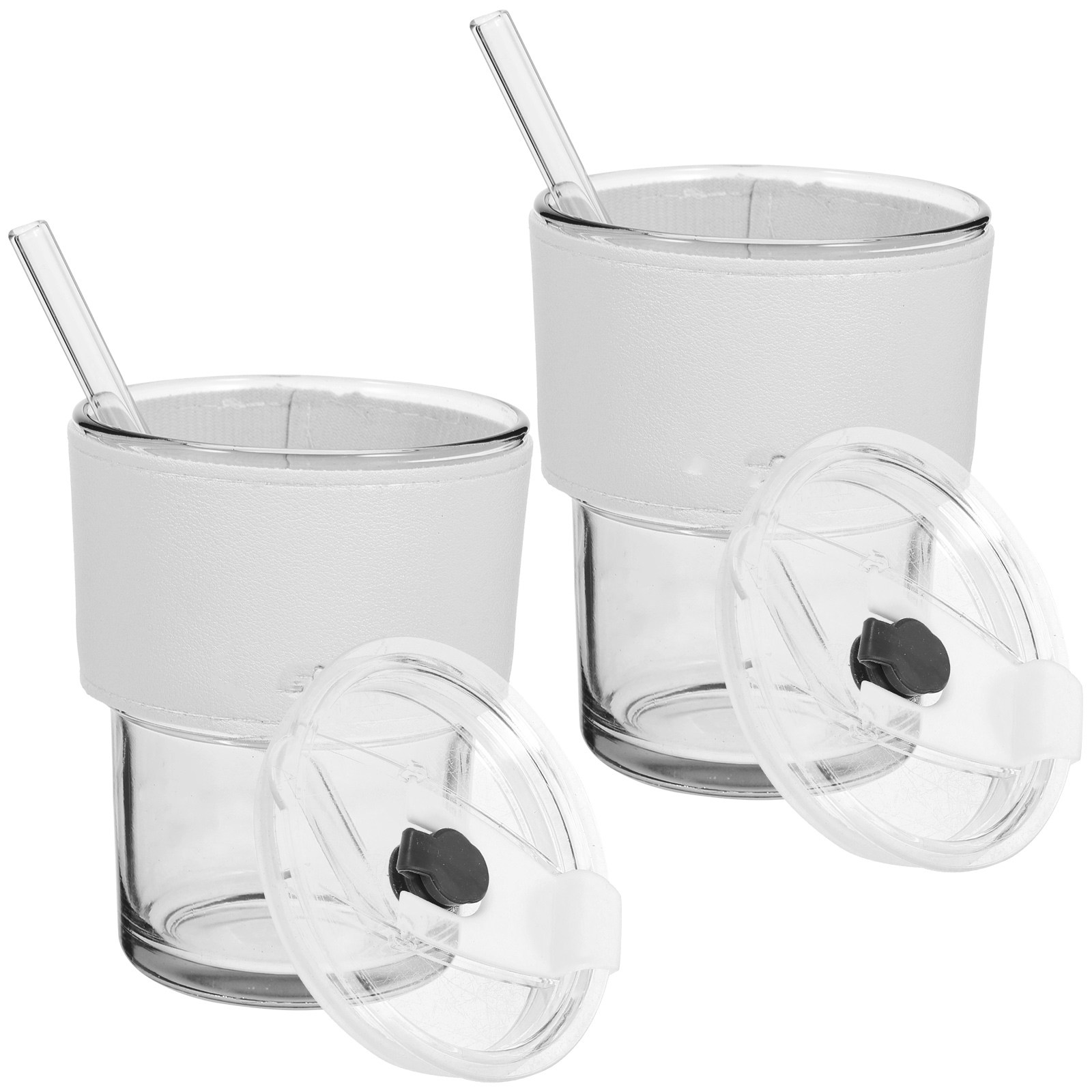 2Pcs Glass Juice Bottle Set St - Reusable Straw ulasan dan harga
