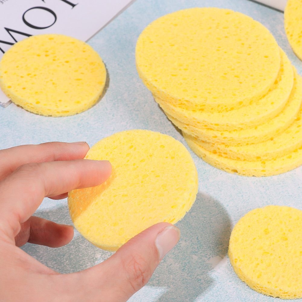 10pcs 6-9cm Yellow Face Round  - Eco Sponge ulasan dan harga