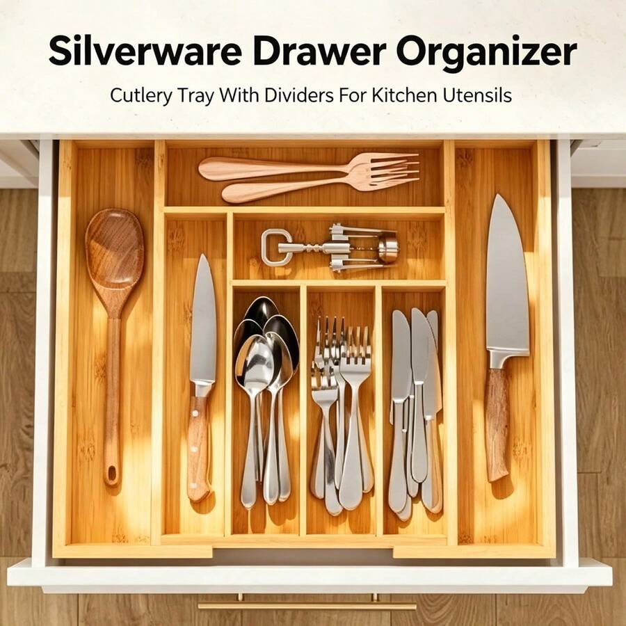 Bamboo Drawer Organizer, Expan - Bamboo Cutlery ulasan dan harga