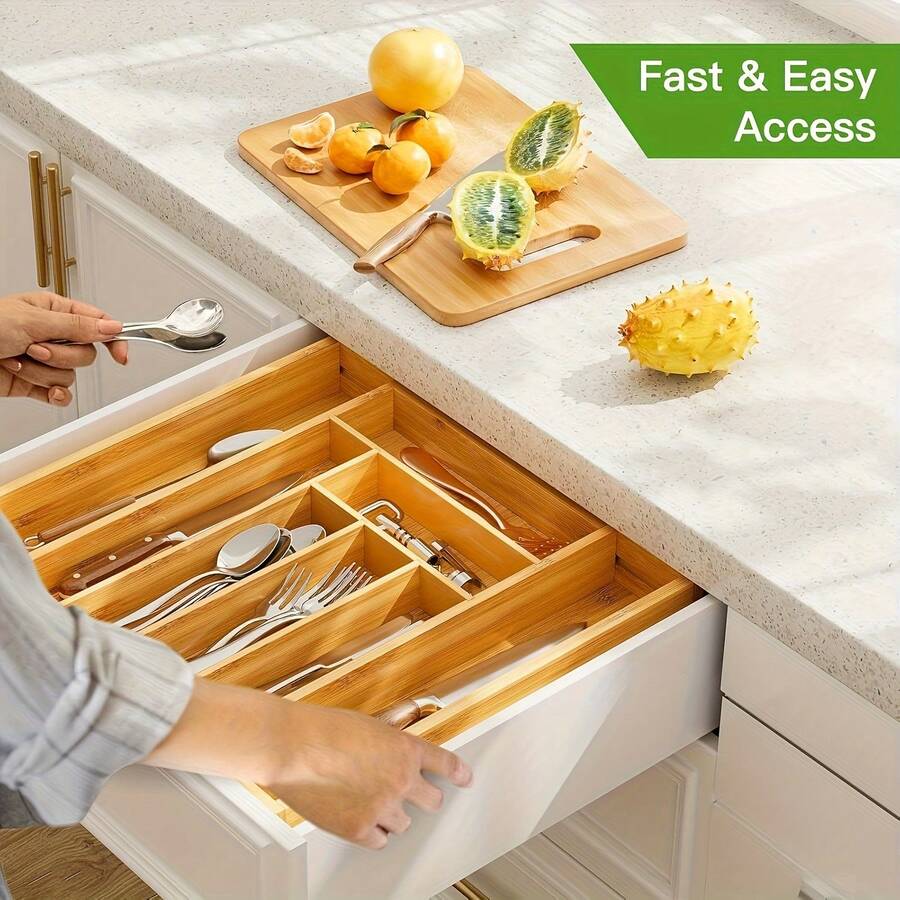 Bamboo Drawer Organizer, Expan - Bamboo Cutlery ulasan dan harga