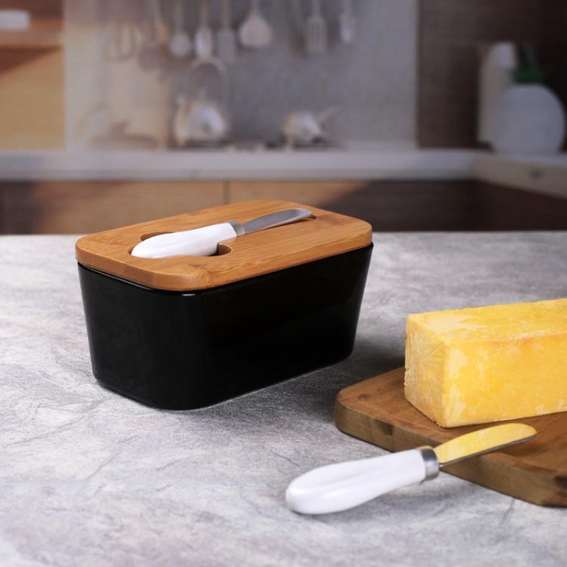 Simple Ceramic Butter Dish wit - Bamboo Cutlery ulasan dan harga