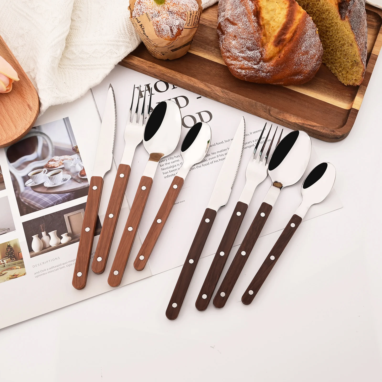 5/20Pcs Imitative Wood Silver  - Bamboo Cutlery ulasan dan harga