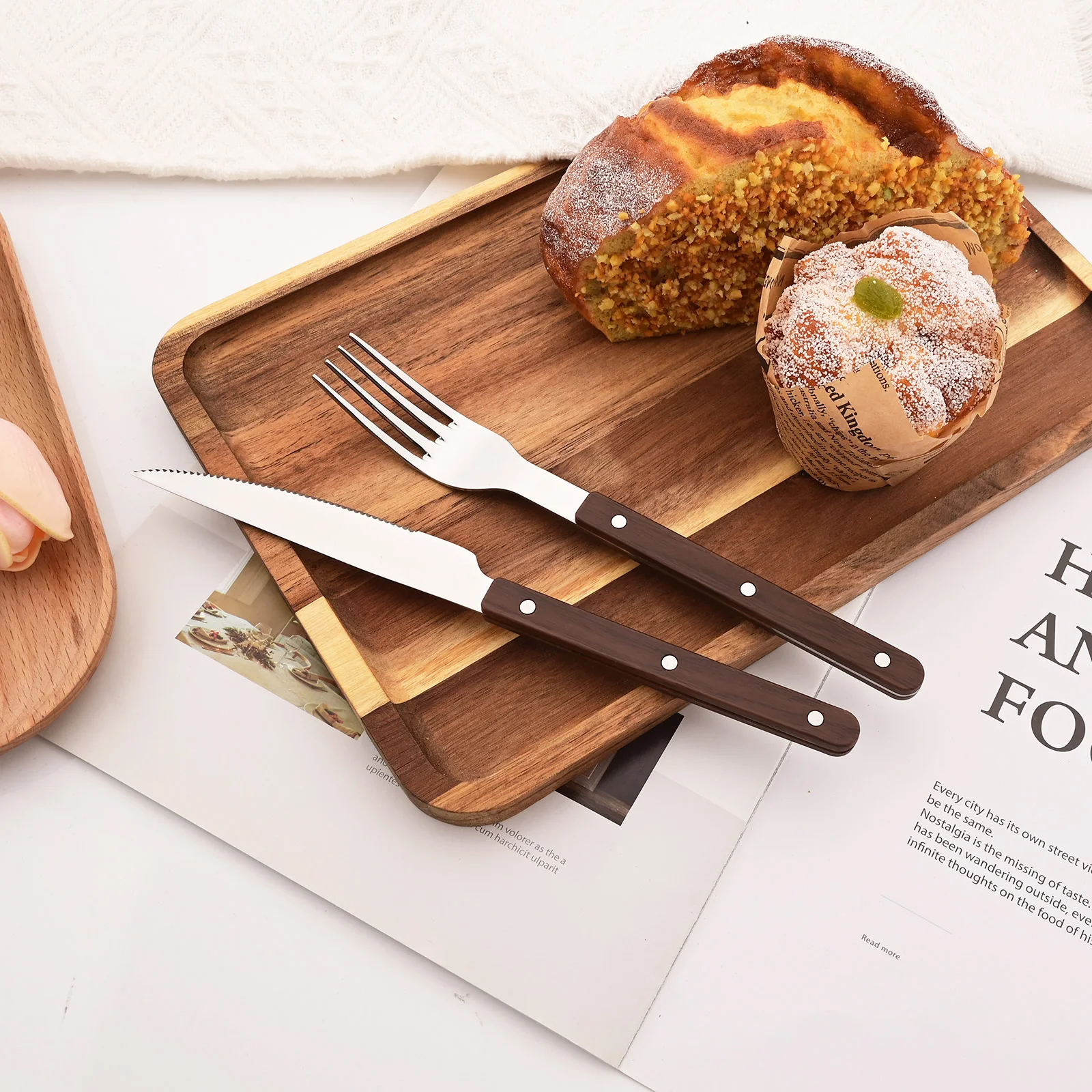 5/20Pcs Imitative Wood Silver  - Bamboo Cutlery ulasan dan harga